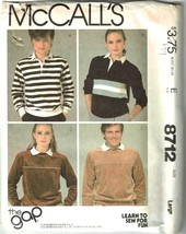 McCalls Sewing Pattern 8712 Tops Unisex Stretch Knit Size Large - £6.49 GBP