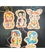 Vintage &quot;Stuffed Sewn&quot; Paper Animals Lion Penguin Rabbit Owl Bird, 5pc L... - $29.00
