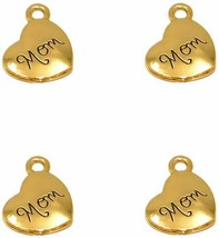 4 Mom Heart Charms Word Charms Pendants Inspirational Mothers Day Findings Gold - £2.39 GBP