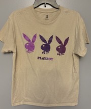 Playboy Men’s T - Shirt Short Sleeve Beige Color Size Medium With Bunnie... - $226.45 MXN
