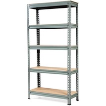 Heavy Duty 60 inch Adjustable 5-Shelf Metal Storage Rack in Gray - $355.62 CAD