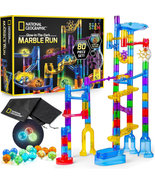 Construction Set with 15 Glow in the Dark Glass Marbles &amp; Storage Bag, S... - £23.65 GBP+