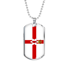 Northern Ireland Flag Necklace Stainless Steel or 18k Gold Dog Tag 24&quot; C... - £35.92 GBP+