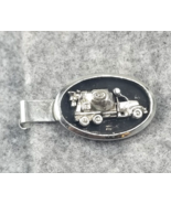 VTG REX Concreate Mixer Cement Truck Silver Tone Black Enamel Tie Clip A... - $26.00