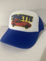 Vintage Corvette Trucker Hat Chevy Car Hat snapback Adjustable Royal Old... - $9.49