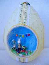 Vintage OOAK BIG Styrofoam Easter Egg 4 Panorama Easter Bunny Scenes Decoration - £115.26 GBP