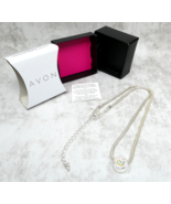 AVON Faceted Stone Pendant Silver-Toned Snake Chain 16&quot; Necklace - €25,63 EUR