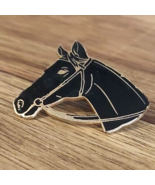 Vintage Dressage Equestrian Black Enamel Horse Head Tie Pin Brooch - £11.72 GBP