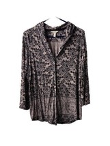 Soma Pajama Top Womens Small Pink Black Floral Long Sleeve Button Up Soft - $11.07