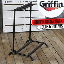 Five Guitar Rack Stand by GRIFFIN | Holder for 5 Guitars &amp; Folds Up For Easy Tra - £28.15 GBP