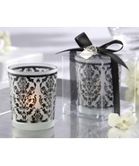 Damask Frosted Glass Tea Light Holder with Kate Aspen Signature Charm &amp; ... - $9.99