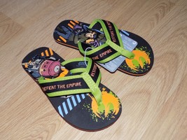 Boy&#39;s Size 9-10 Disney Store Star Wars Rebels Green Black Flip Flops Shoes New - £9.44 GBP