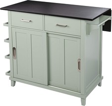 Sei Furniture Ollerton Freestanding Kitchen Island, Green/Black - £366.89 GBP
