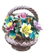 Capodimonte Table Flower Floral Basket Centerpiece Crown N Italy Vintage... - £100.46 GBP