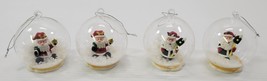 P) Set of 4 Glass Shake Snow Ball Globe Santa Christmas Tree Ornaments - €12,80 EUR