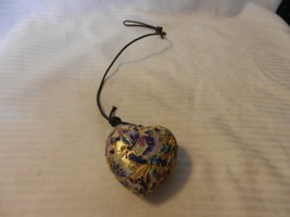 Hand Made Small Cloisonne Style Metal Heart Wall Hanging 3&quot; Wide - £31.50 GBP