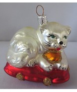 Persian White Princess Cat Christmas Blown Glass Poland - £27.45 GBP