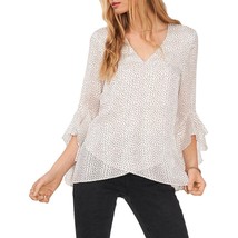Vince Camuto Women&#39;s Dotted V-Neck Top Blouse Shirt White XL B4HP $89 - £19.99 GBP