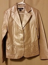 Dialogue - Tan Pearized Fully Lined Leather Jack w/ Split Lap SIZE M    ... - $48.38