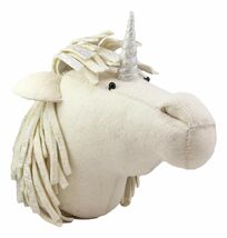 Fiona Walker England Handmade Organic Semi Unicorn Head Hanging Wall Dec... - $107.99