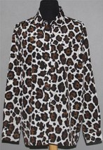 Michael Kors Leopard Print Pocket Adj Sleeves Button Front Blouse Wm&#39;s S/M Exc - £19.17 GBP