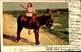 Discovering The World Young Girl, Donkey, Udb 1906 Postcard, Bkc - £6.24 GBP