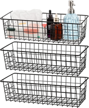 Metal Wire Storage Organizer Basket 3 Pack 16.2&quot; X 6.3&quot; X 4.4&quot; Bin Basket with H - £34.60 GBP
