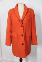 Lands End 12P Orange Wool Blend Mid-Length Button-Front Pea Coat - £28.82 GBP