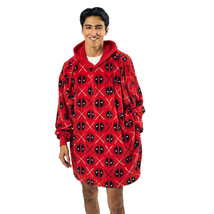 Deadpool Logo Diamond Pattern Red Hooded Wearable Oversize Blanket-OSFA - $39.23