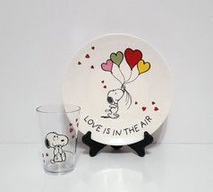 NEW Pottery Barn Kids Peanuts Snoopy Valentine&#39;s Day Plate and Tumbler - £22.71 GBP