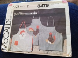 Vtg 80s McCall’s Pattern 8479 Yours Truly Appliqué Apron Santa, Chicken, Rooster - £5.81 GBP