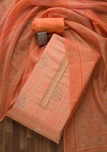 salwar suit salwar kameez Peach Zariwork Chanderi with dupatta unstiched - £73.67 GBP