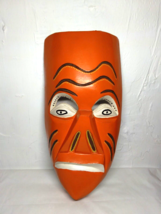 Aztec Tribal Painted Abstract African Mask - Orange/White - Fast Shippin... - $21.59