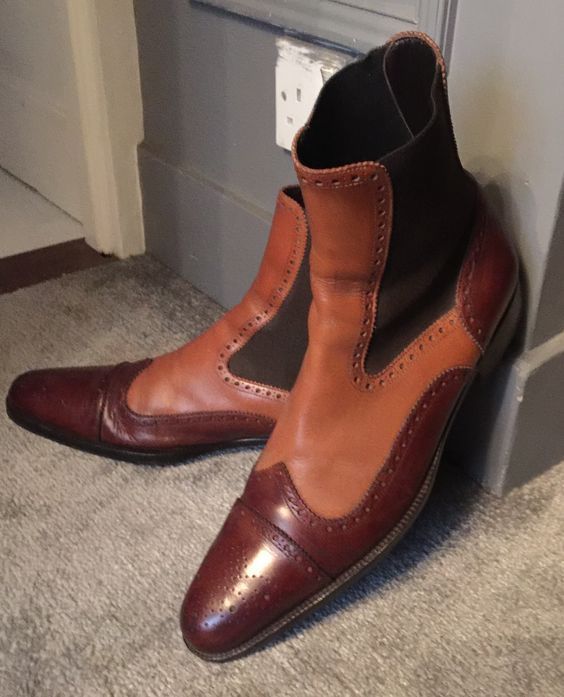 New Handmade Men's Leather ankle boots. Men boot , brown leather ankle boots 20