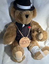Vermont Teddy Bear Company Jointed 16” Brown Bear With Black Vest, Hat &amp;... - $24.75