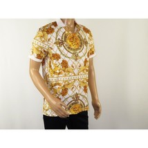 Mens PLATINI Sports Polo Shirt With Rhine Stones Lion Medallion DPP8246 White image 4