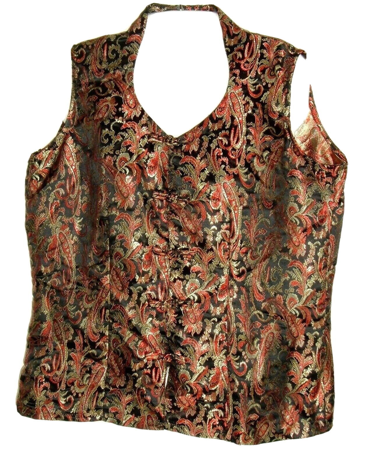 Primary image for Vintage Vest OM Gallery XL Sleeveless Top Silk Blend Asian Paisley Boho festival