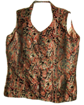 Vintage Vest OM Gallery XL Sleeveless Top Silk Blend Asian Paisley Boho ... - £15.61 GBP