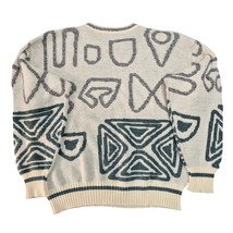 80s Mens VTG London Fog Acrylic/Wool Sweater Sz XL  Cream Abstract Design - $78.41