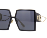 Dior Montaigne 8072K Square Oversized Sunglasses Black Gold With Gray Lens - $189.00