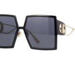 Dior Montaigne 8072K Square Oversized Sunglasses Black Gold With Gray Lens - £151.11 GBP