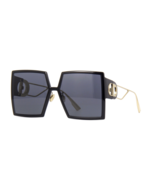 Dior Montaigne 8072K Square Oversized Sunglasses Black Gold With Gray Lens - $189.00