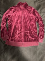 Made For Life Women&#39;s L Burgundy Velour Full Zip Jacket - $11.49