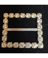Vintage Clear Rhinestone Silver Tone Pot Metal 2” Sash Belt Buckle - $30.56 CAD