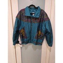 Vintage Lavon Jacket L Teal Quilted Windbreaker 80s 90s Colorblock Nylon... - $669.60 MXN