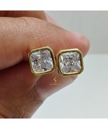 6MM Radiant Cut Moissanite Earrings 14K Gold Plated Over Push Back Earri... - €111,51 EUR