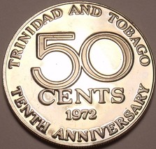Trinidad &amp; Tobago 50 Cents, 1972 Cameo Proof~10th Anniversary of Independence~FS - £7.08 GBP