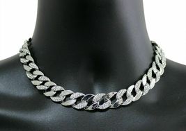 Exclusive 20 mm Moissanite  Men&#39;s Choker Chain 925 Sterling Silver - £1,395.26 GBP