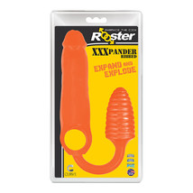 Curve Toys Rooster XXXPANDER Penis Extender Sheath Cockring &amp; Anal Plug Orange - $58.42