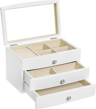 Songmics Jewelry Box, 3-Tier Wooden Jewelry Case, Jewelry, White Ujow03W - £31.91 GBP